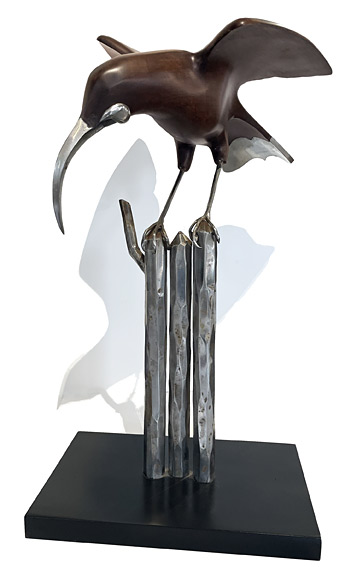 Martin Carryer Kia ora e hoa, Huia Bird sculpture, collectible